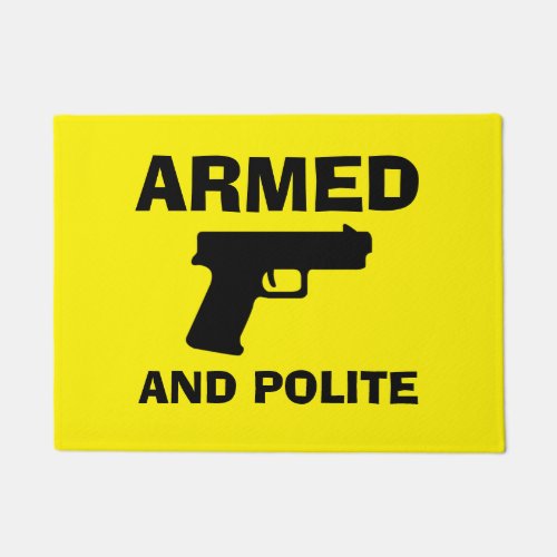 ARMED AND POLITE Yellow Door Mat