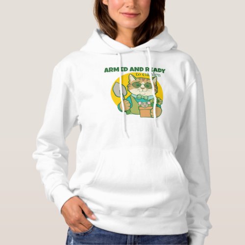 Armed and Ready to Garden Cat Hoodie