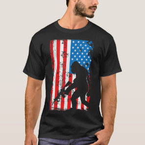 Armed Bigfoot Sasquatch AR-15 Patriotic American F T-Shirt