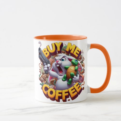 Armed Bunny and Turtle Duel Buy Me A Coffee Mug