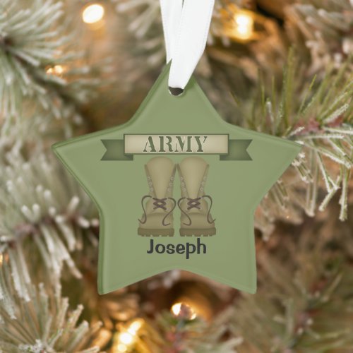 Armed Forces Army Boots Personalized Ornament