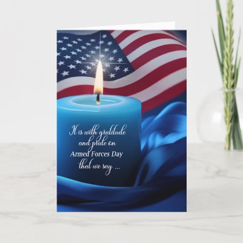 Armed Forces Day Lit Candle with Flag Holiday Card