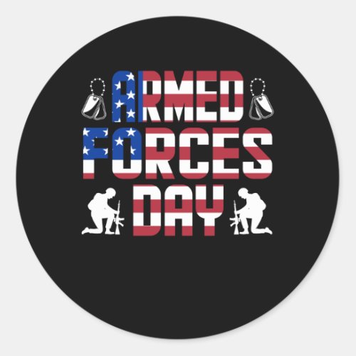 Armed forces day Military Patriotic Veterans Classic Round Sticker