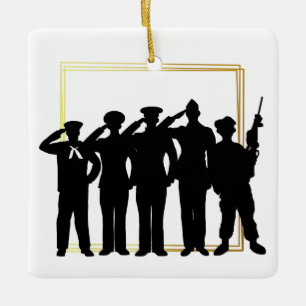 Armed Forces Day Silhouettes Christmas Ornament