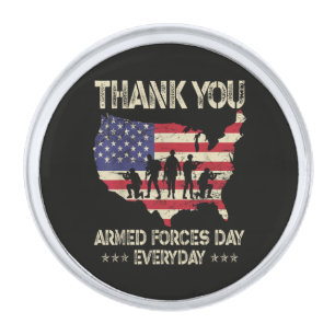 Armed Forces Day Silver Finish Lapel Pin