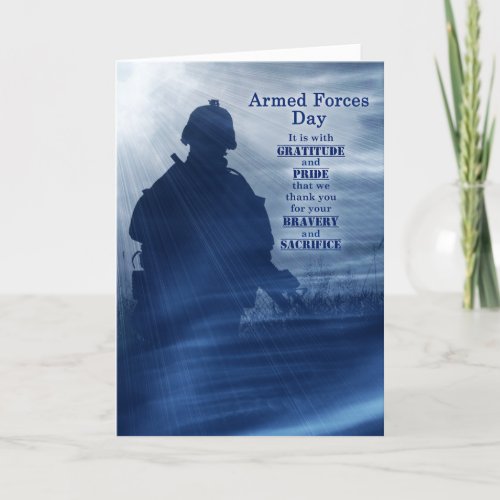 Armed Forces Day Soldier Shades of Blue Holiday Card