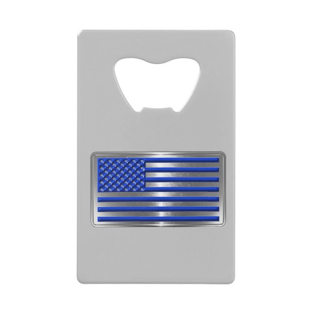 Armed Forces & Law Enforcement USA Flag Tribute Credit Card Bottle Opener (Front)