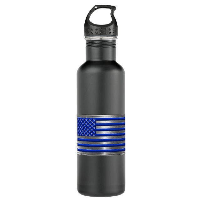 Armed Forces & Law Enforcement USA Flag Tribute Stainless Steel Water Bottle (Front)