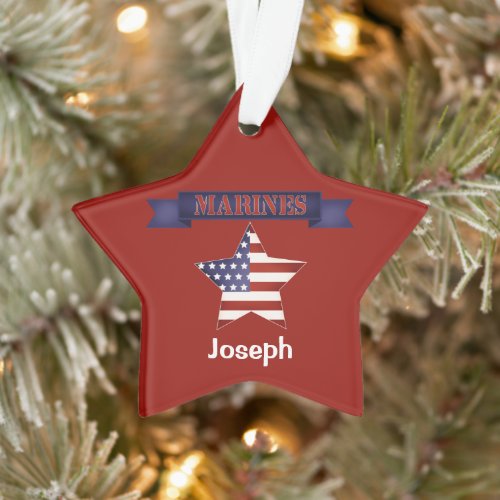 Armed Forces Marines Flag Personalized Ornament