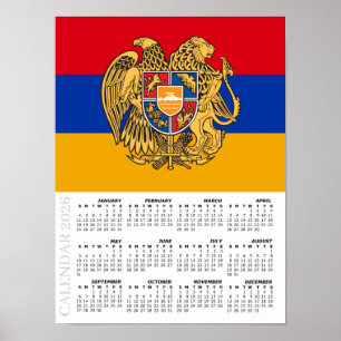 Armenia 2026 Calendar, Large, Armenian Flag Poster