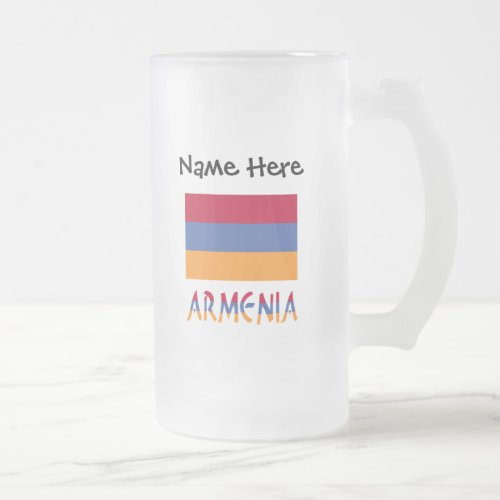 Armenia and Armenian Flag Personalized  Frosted Glass Beer Mug