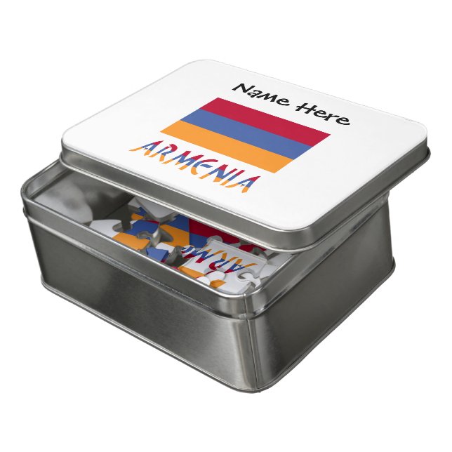 Armenia and Armenian Flag Personalized  Jigsaw Puzzle (Lid Open)