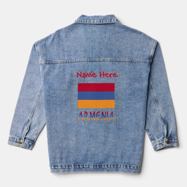 Armenia and Armenian Flag Personalized Women Denim Jacket (Back)