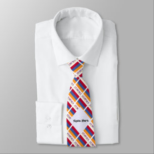 Armenia and Armenian Flag Tiled with Name Neck Tie