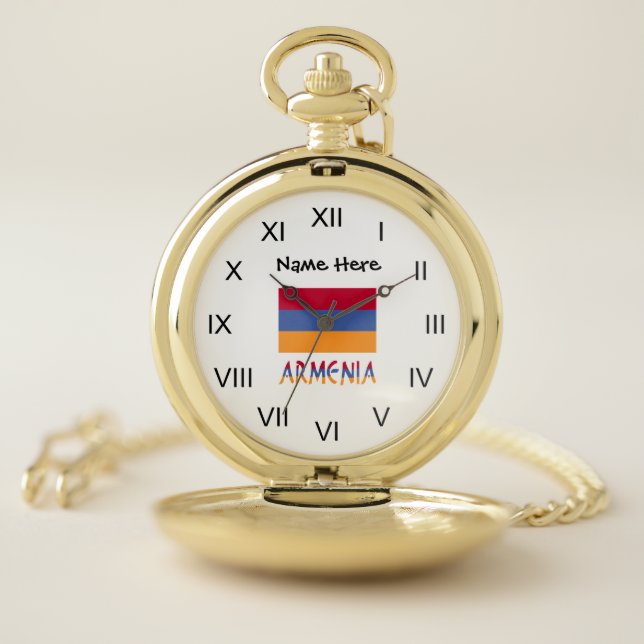 Armenia and Armenian Flag with Your Name Pocket Watch (Inside)