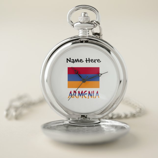 Armenia and Armenian Flag with Your Name Pocket Watch (Inside)