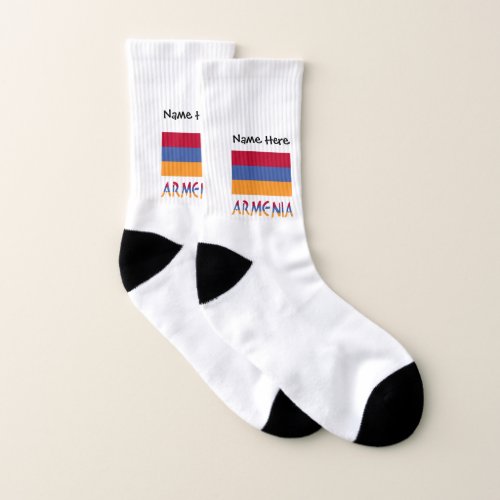 Armenia and Armenian Flag with Your Name Socks