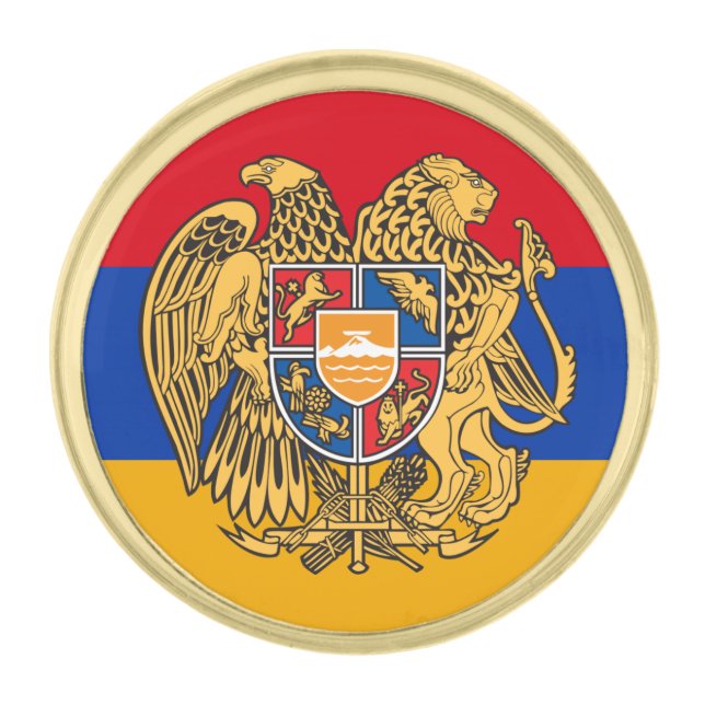 Armenia & Armenian Coat of Arms, Flag / business G Gold Finish Lapel Pin (Front)