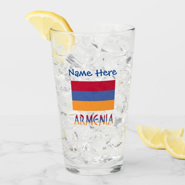 Armenia Armenian Flag Blue Personalization  Glass (Front Ice)