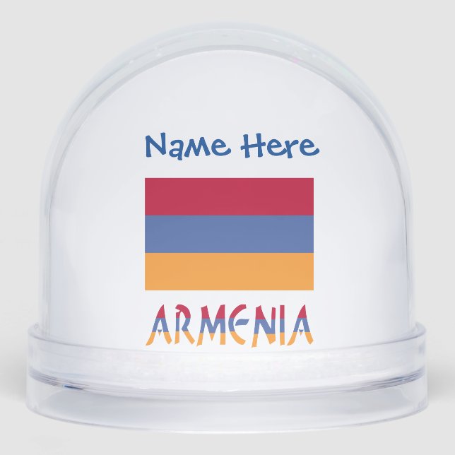 Armenia Armenian Flag Blue Personalized  Snow Globe (Front)
