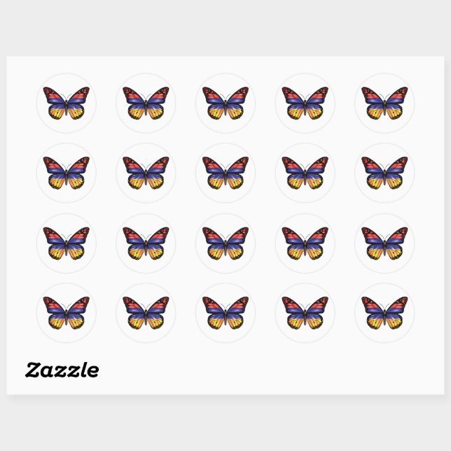 Armenia butterfly monarch flag classic round sticker (Sheet)