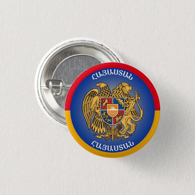 Armenia Coat of Arms Circle Shape  Button (Front & Back)