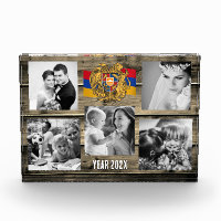 Armenia family photo block, Armenian flag, wood