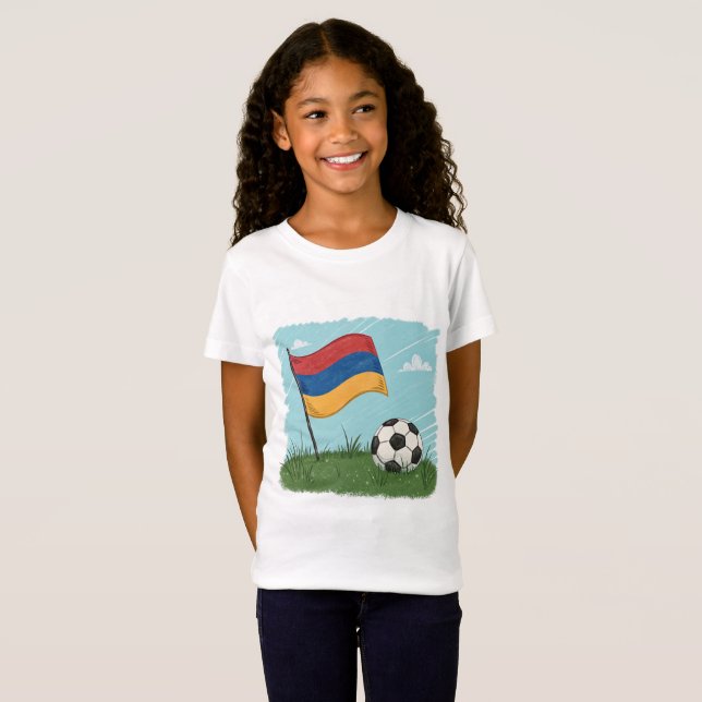 Armenia flag and soccer ball T-Shirt (Front Full)