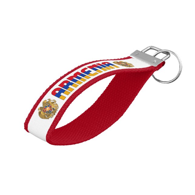 Armenia Flag Charming Patriotic Wrist Keychain (Angled Up)
