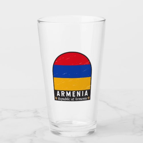 Armenia Flag Emblem Distressed Vintage Glass
