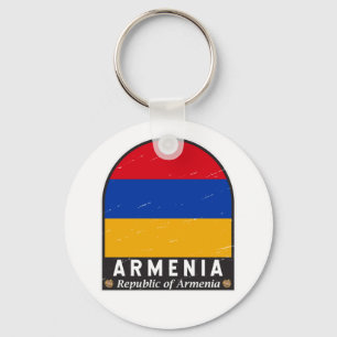 Armenia Flag Emblem Distressed Vintage Keychain