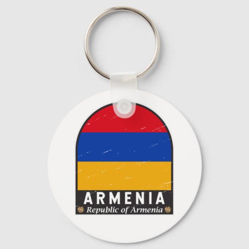 Armenia Flag Emblem Distressed Vintage  Keychain