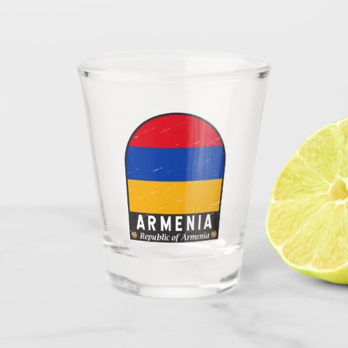 Armenia Flag Emblem Distressed Vintage  Shot Glass