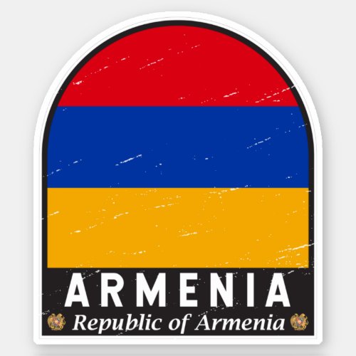 Armenia Flag Emblem Distressed Vintage Sticker