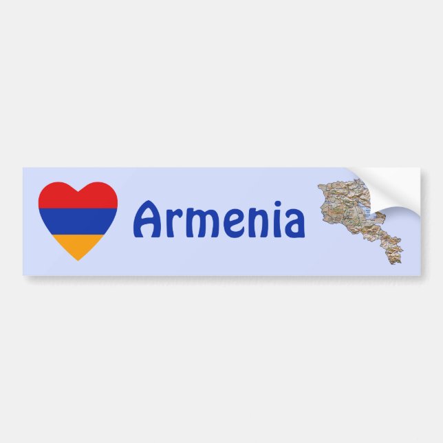 Armenia Flag Heart + Map Bumper Sticker (Front)