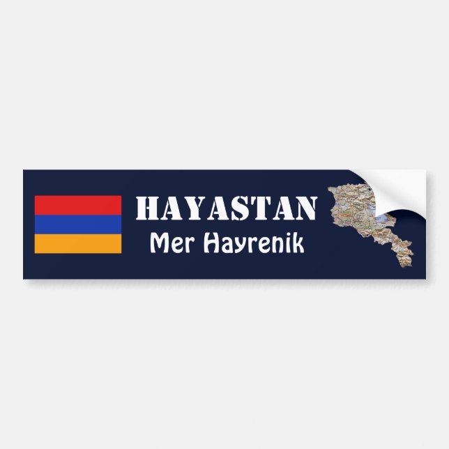 Armenia Flag + Map Bumper Sticker (Front)
