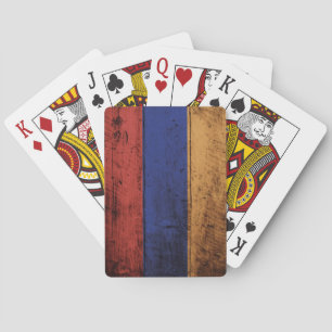 Armenia Flag on Old Wood Grain Poker Cards