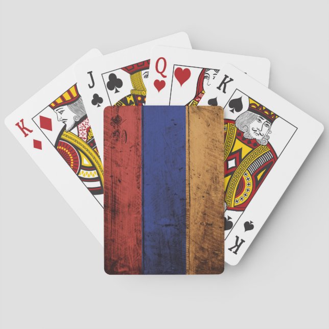 Armenia Flag on Old Wood Grain Poker Cards (Back)