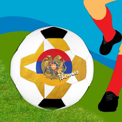 Armenia Football  Gold Armenian Flag Soccer Ball