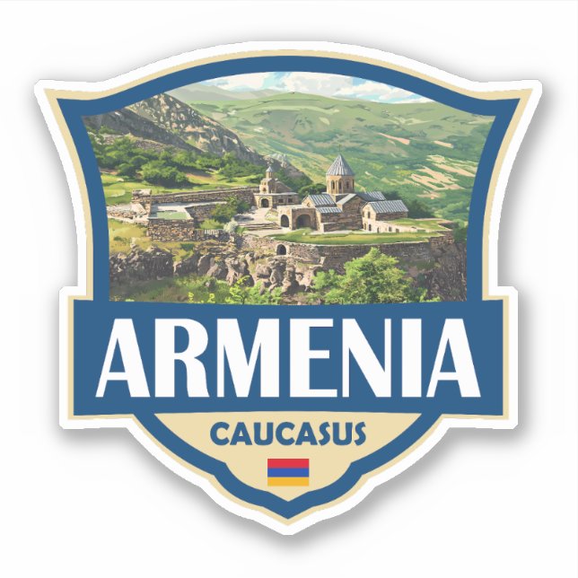 Armenia Illustration Retro Badge Sticker (Front)