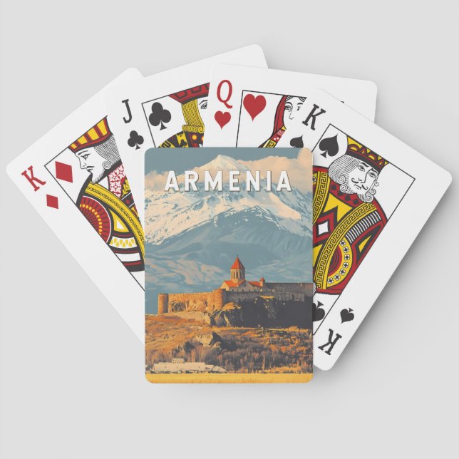 Armenia Illustration Travel Art Vintage Poker Cards (Back)