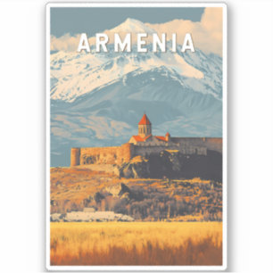 Armenia Illustration Travel Art Vintage Sticker