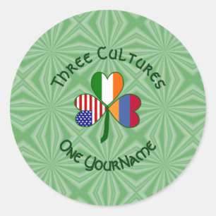 Armenia Ireland USA Shamrock Flag Personalize Classic Round Sticker