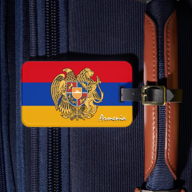 Armenia Luggage Tags, patriotic Armenian Flag Tag (Front Insitu 4)