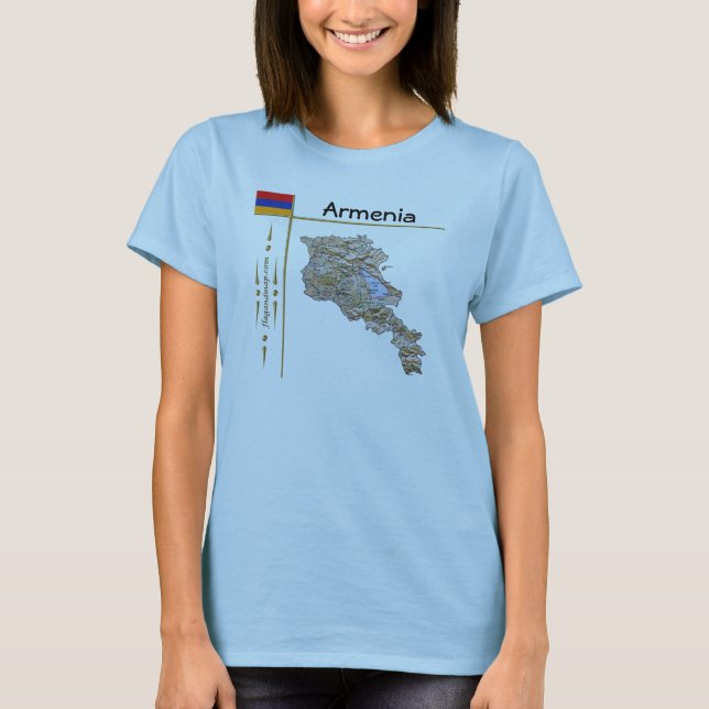 Armenia Map + Flag + Title T-Shirt (Front)