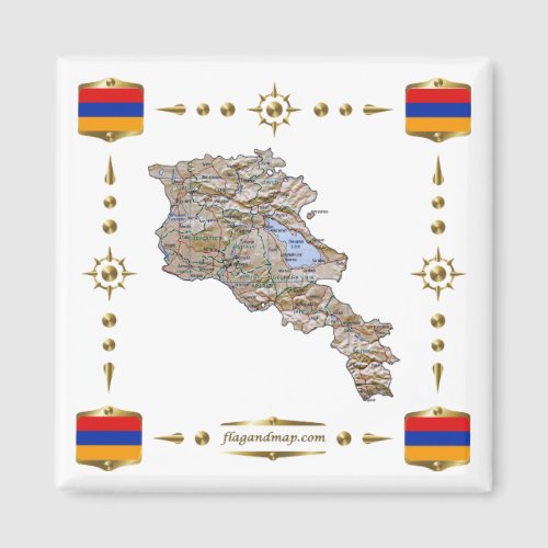 Armenia Map  Flags Magnet