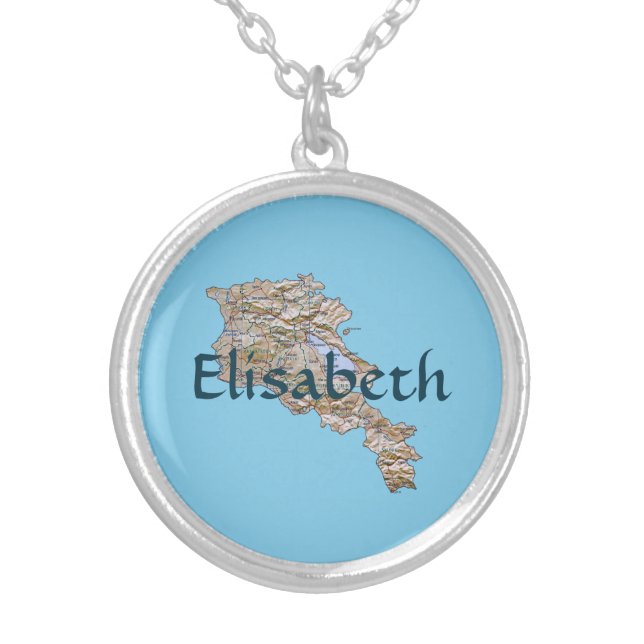 Armenia Map + Name Necklace (Front)