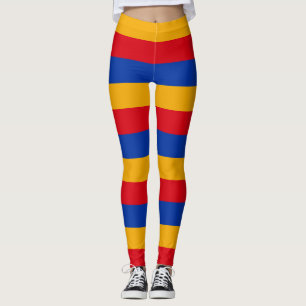 Armenia National Flag Colors Horizontal Striped Leggings