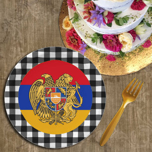 Armenia Plate, buffalo plaid & Armenian Flag Paper Plates