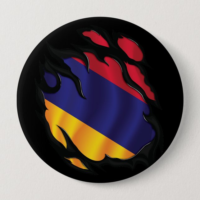 Armenia Ripped Flag Button (Front)